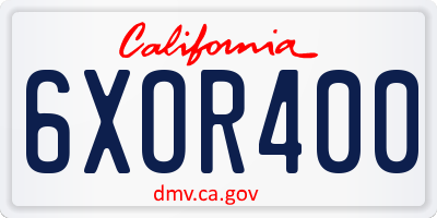 CA license plate 6XOR400