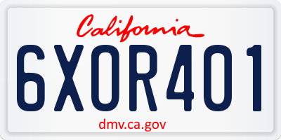 CA license plate 6XOR401