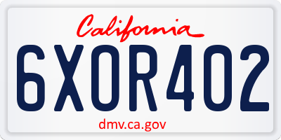 CA license plate 6XOR402