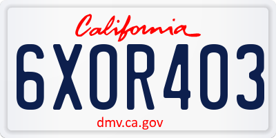 CA license plate 6XOR403