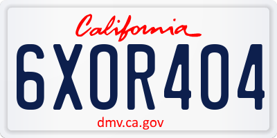 CA license plate 6XOR404