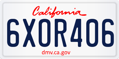 CA license plate 6XOR406