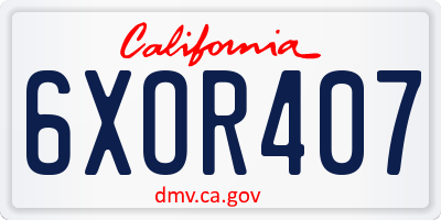 CA license plate 6XOR407