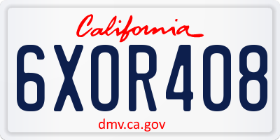 CA license plate 6XOR408
