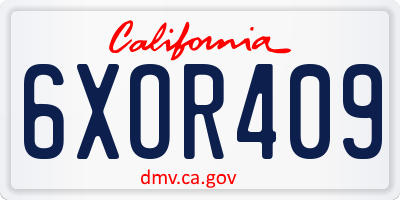 CA license plate 6XOR409