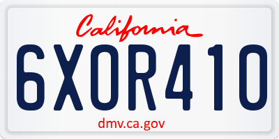 CA license plate 6XOR410