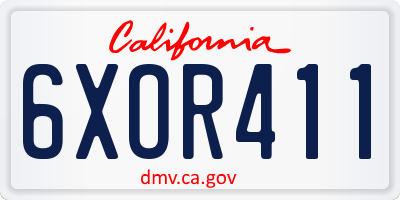 CA license plate 6XOR411