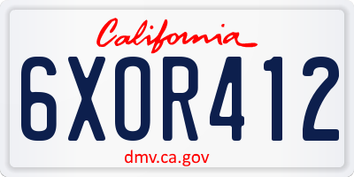 CA license plate 6XOR412