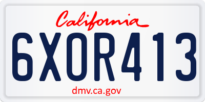 CA license plate 6XOR413