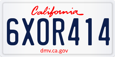 CA license plate 6XOR414