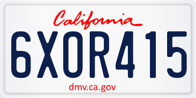 CA license plate 6XOR415
