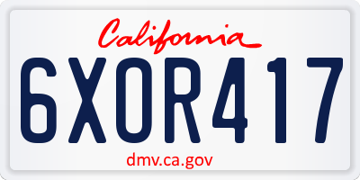 CA license plate 6XOR417
