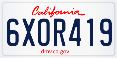 CA license plate 6XOR419
