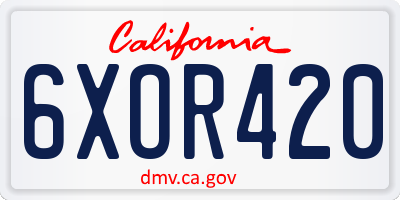 CA license plate 6XOR420