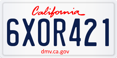 CA license plate 6XOR421