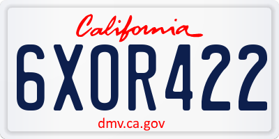 CA license plate 6XOR422