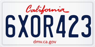 CA license plate 6XOR423
