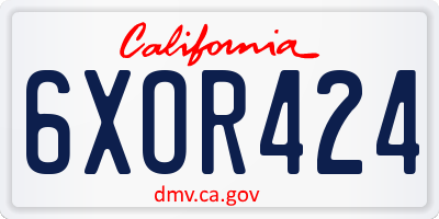 CA license plate 6XOR424