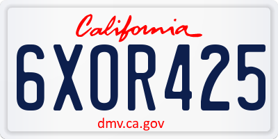 CA license plate 6XOR425