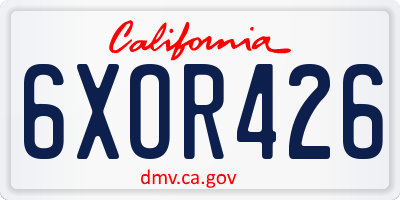 CA license plate 6XOR426
