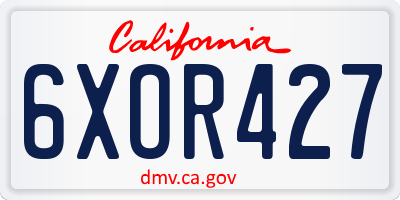 CA license plate 6XOR427