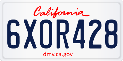 CA license plate 6XOR428