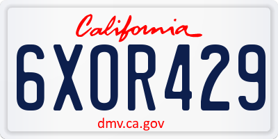 CA license plate 6XOR429