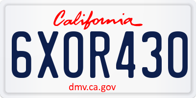 CA license plate 6XOR430