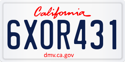 CA license plate 6XOR431
