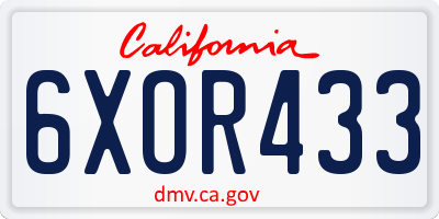 CA license plate 6XOR433