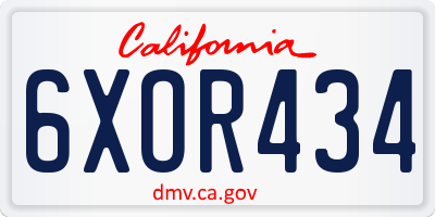 CA license plate 6XOR434