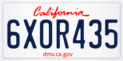 CA license plate 6XOR435