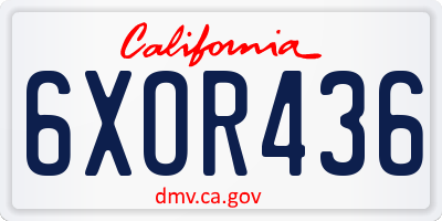 CA license plate 6XOR436