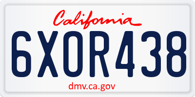 CA license plate 6XOR438