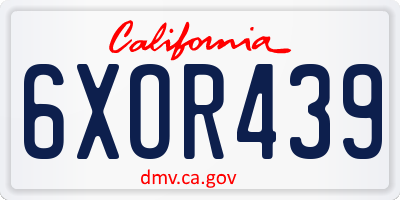 CA license plate 6XOR439