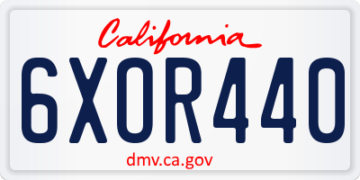 CA license plate 6XOR440