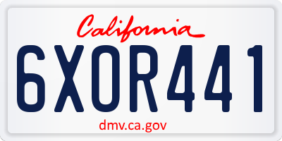CA license plate 6XOR441