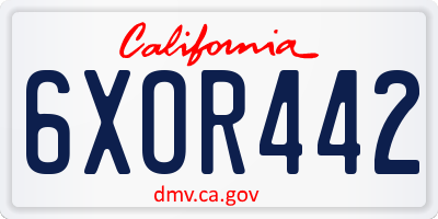 CA license plate 6XOR442