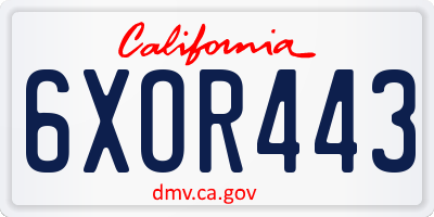 CA license plate 6XOR443