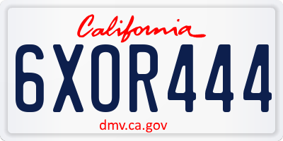 CA license plate 6XOR444