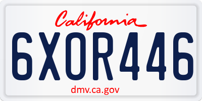 CA license plate 6XOR446