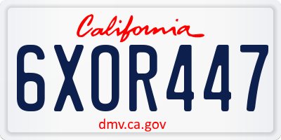 CA license plate 6XOR447