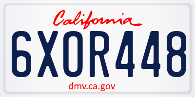 CA license plate 6XOR448