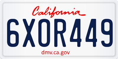 CA license plate 6XOR449