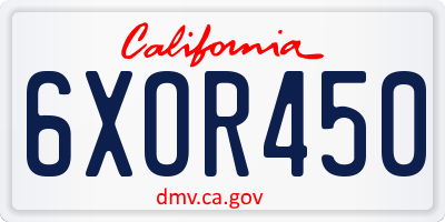 CA license plate 6XOR450