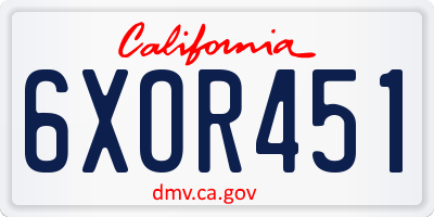 CA license plate 6XOR451