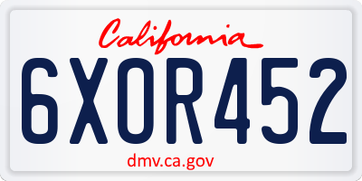 CA license plate 6XOR452