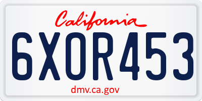 CA license plate 6XOR453