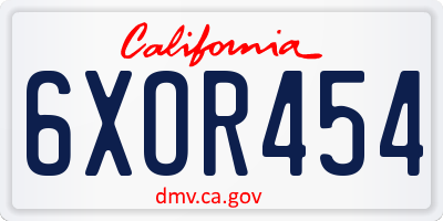 CA license plate 6XOR454
