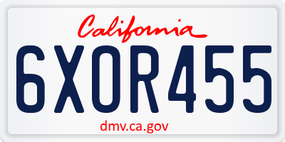 CA license plate 6XOR455